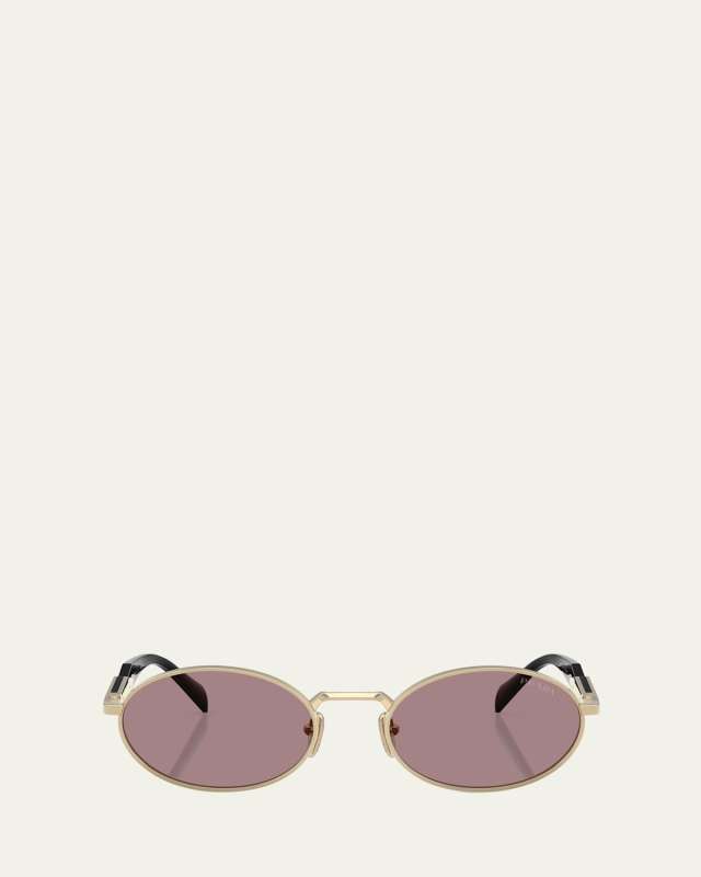 Engraved Logo Metal & Plastic Oval Sunglasses